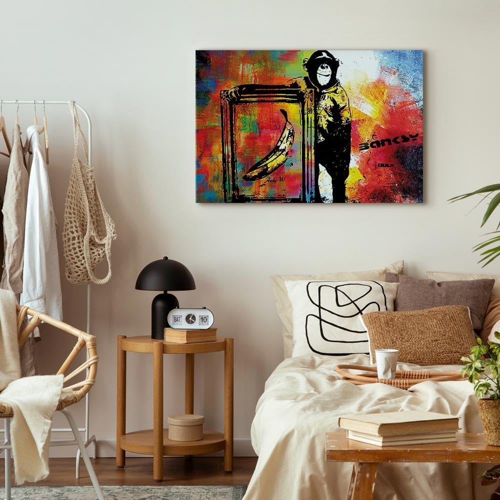 murando Akustikbild Banksy Monkey Frame Bilder Akustikschaum Hochleistungsschallabsorber Schallschut