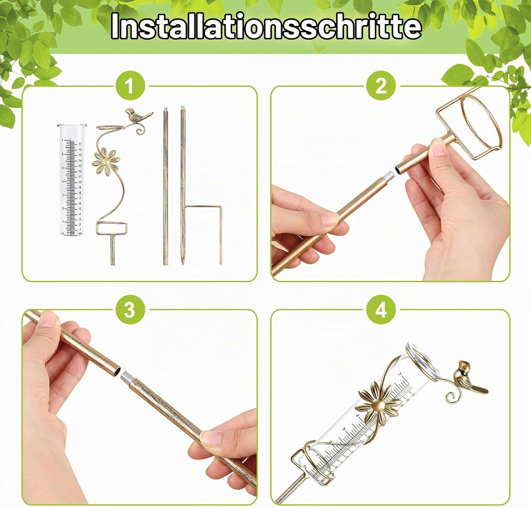 Gartenstecker Regenmesser mit inklusive Skala für genaue Niederschlagsmessung für Hof Deck Rasen Lan