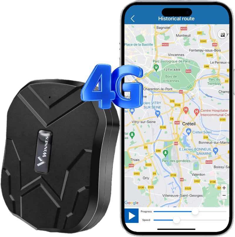 Winnes GPS Tracker 4G GPS Tracker Auto 5000mAh(bis zu 90 Tage Im Standby Modus) GPS Sender Mit Koste