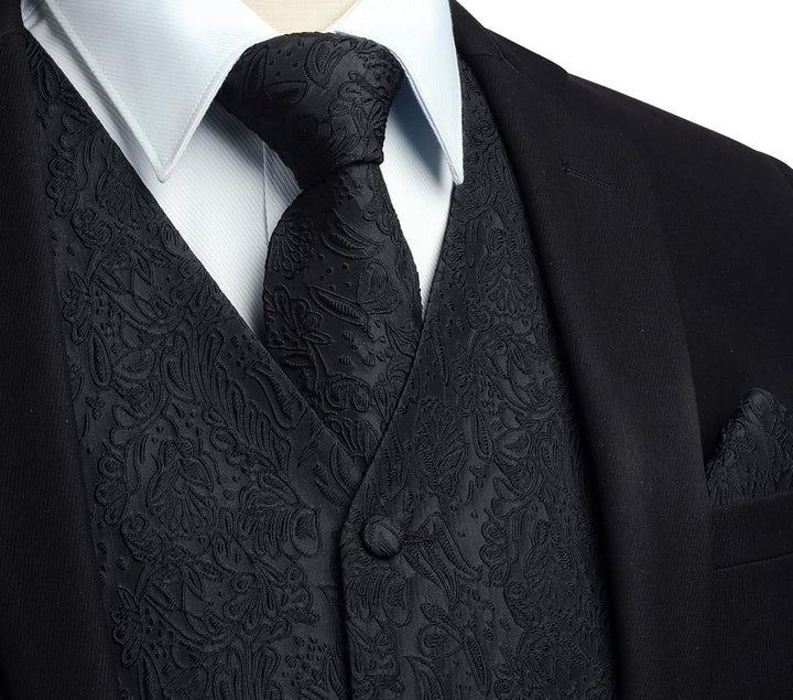 Enlision Anzugweste Herren Hochzeit Paisley Weste und Krawatte Einstecktuch Party Floral Jacquard An