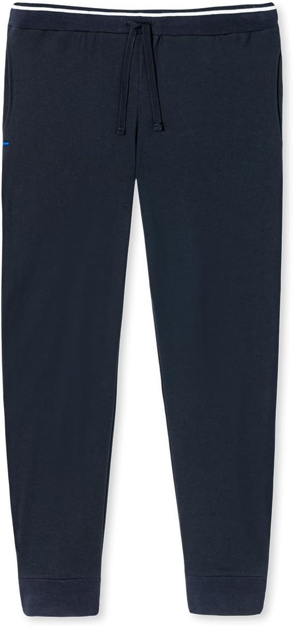Schiesser Herren Schlafhose lang mit Bündchen - Mix + Relax - Organic Cotton 56 Nachtblau_182183, 56