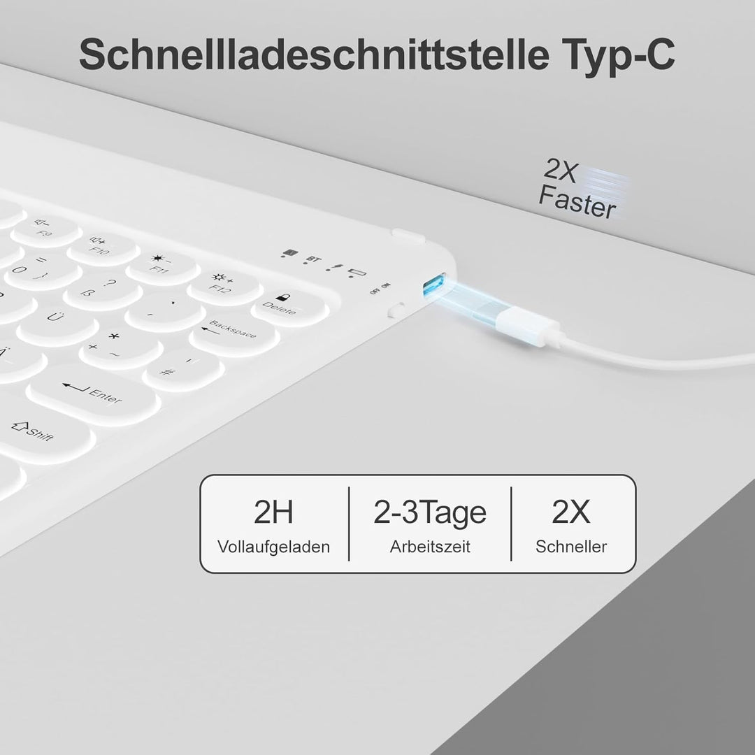 ZOPSGYU Hülle mit Tastatur für iPad A16 11. /10. Generation 2025/2022, 11/10,9 Zoll, Farben Beleucht