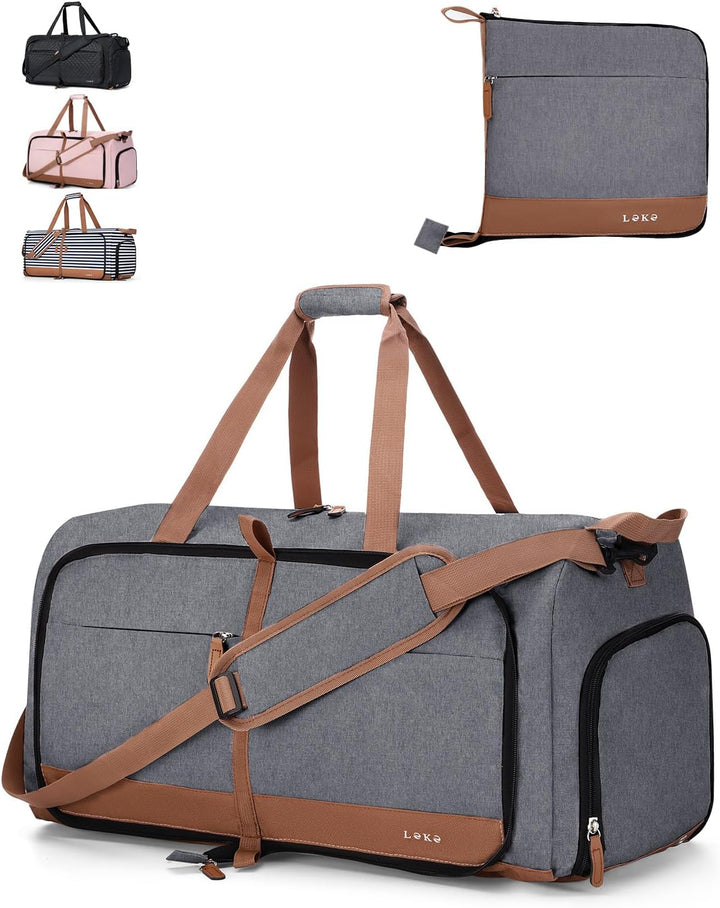 Lekesky Faltbare Reisetasche Weekender mit Schuhfach, 60L Reisetasche Sporttasche Kliniktasche Krank