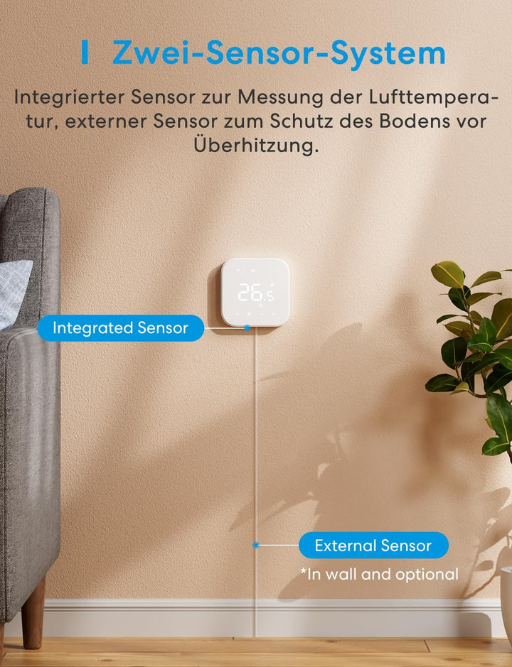 Meross Thermostat Matter Elektrische Heizungsthermostat WLAN Thermostat Heizung Smart Raumthermostat