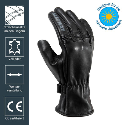 FAST WAY City Uni 211 Leder Motorradhandschuhe Sommer, CE Zertifizierte Motorrad Handschuhe Herr & F