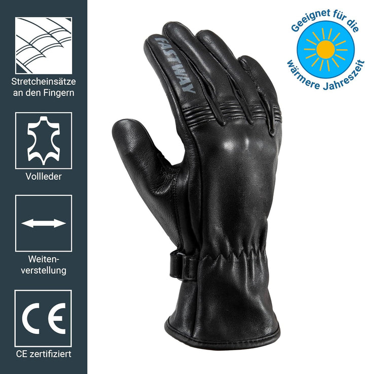 City Uni 211 Leder Motorradhandschuhe Sommer, Zertifizierte Motorrad Handschuhe Herr &amp; Frau, Stretch