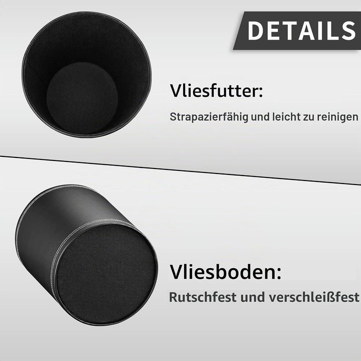 GORESE Papierkorb Büro - Papierkorb aus Leder in Schwarz, modernes Design, Mülleimer für Küche, Bad,