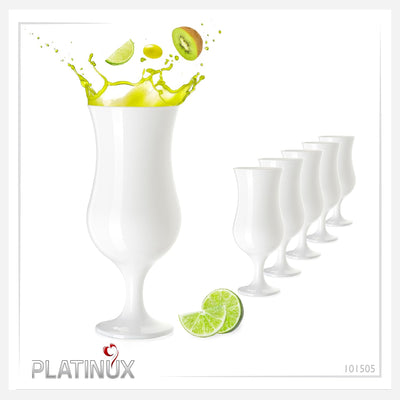 PLATINUX Weisse Cocktailgläser Set 6 Stück 400ml (max. 470ml) Longdrinkgläser Partygläser Milkshakeg