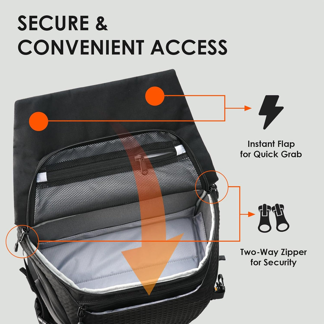 TARION Kamerarucksack Wasserdicht Professionelle Fotorucksack - Schwarz Gross Kamera Rucksack mit 16