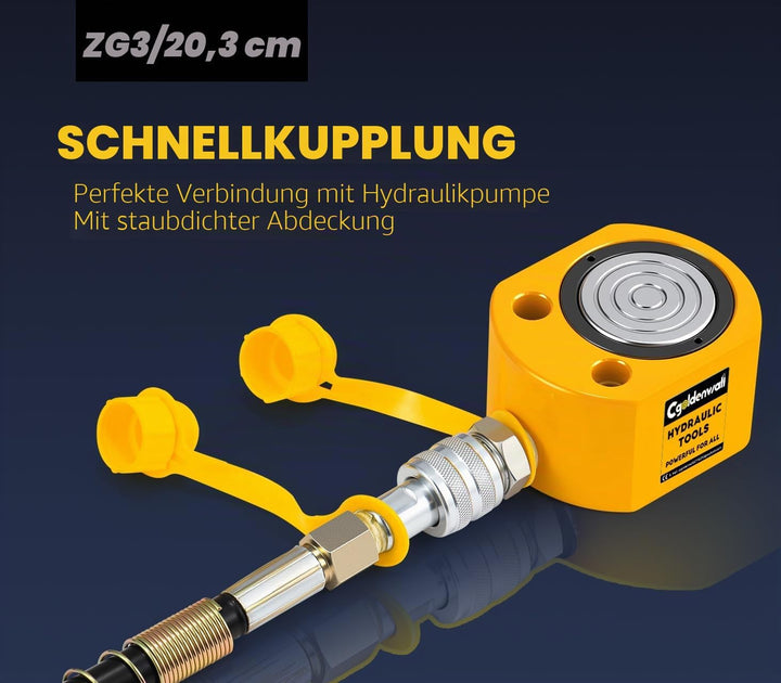 CGOLDENWALL 10T Einzelabschnitt Hydraulikzylinder + CP-180 Hydraulik Pumpe, Ultradünner, 12mm Hub, 5