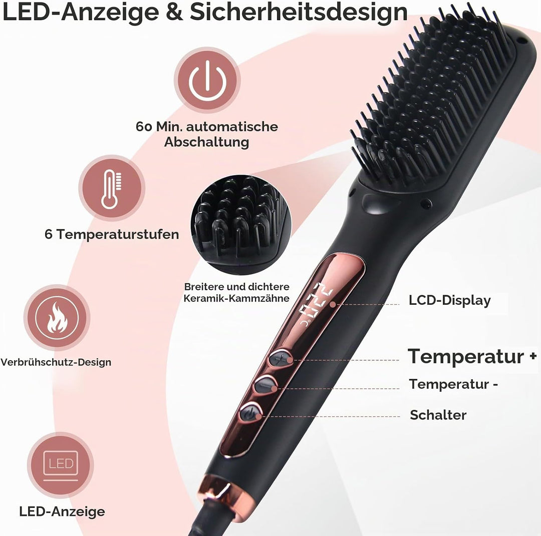 Glättbürste Haarglätterbürste Verbrühungsschutz, Haarglätter Bürste, Sicher Tragbare Glättungsbürste