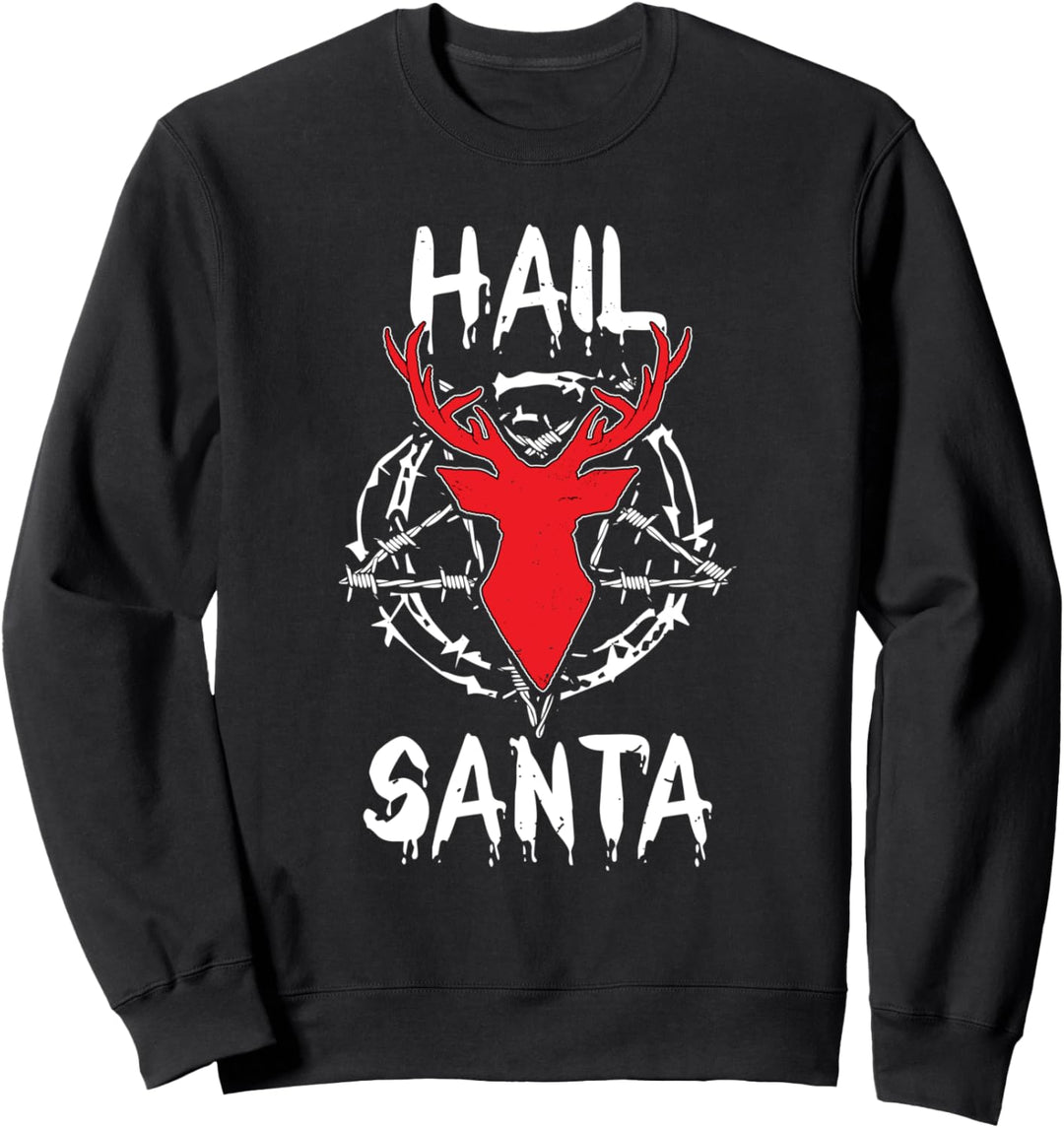 Hail Santa Rentier mit Pentagramm und Weihnachtsbeleuchtung Sweatshirt