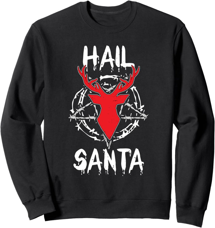 Hail Santa Rentier mit Pentagramm und Weihnachtsbeleuchtung Sweatshirt