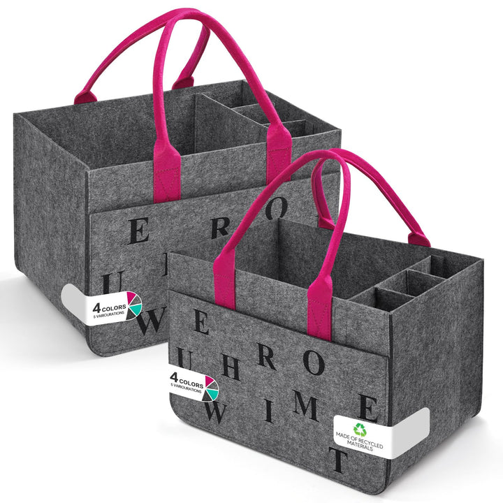 Filz Einkaufskörbe Filztasche Einkaufstasche mit Fächern, Filztasche Gross 30L Faltbar Robust Flasch