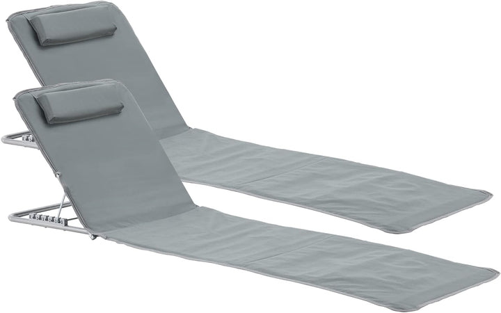 [en.casa] Strandmatte Cellorigo 2er Set Strandliege klappbar Dunkelgrau Sonnenmatte mit 5-Fach Verst
