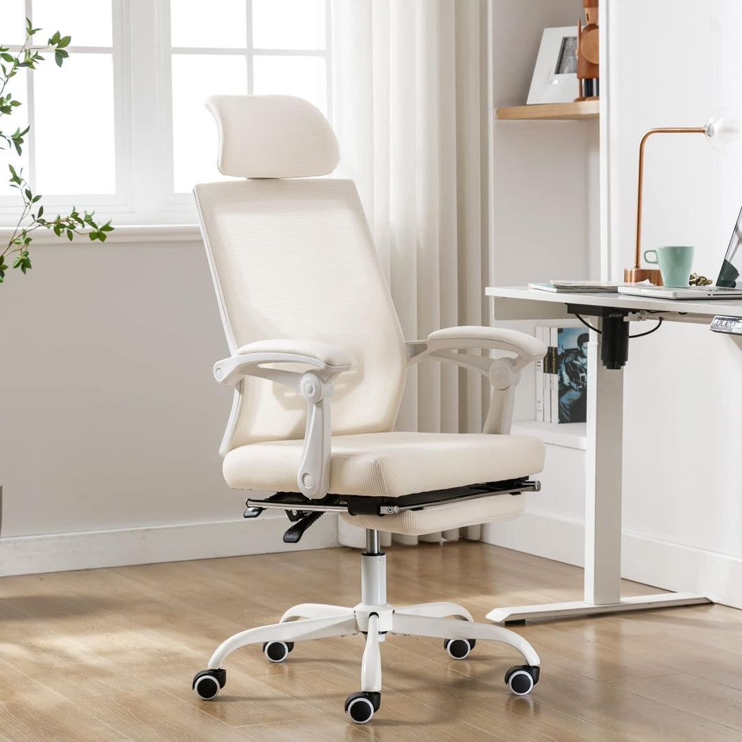UEV Bürostuhl Ergonomisch, Drehstuhl, Schreibtischstuhl mit Verstellbarer Kopfstütze Lendenwirbelstü