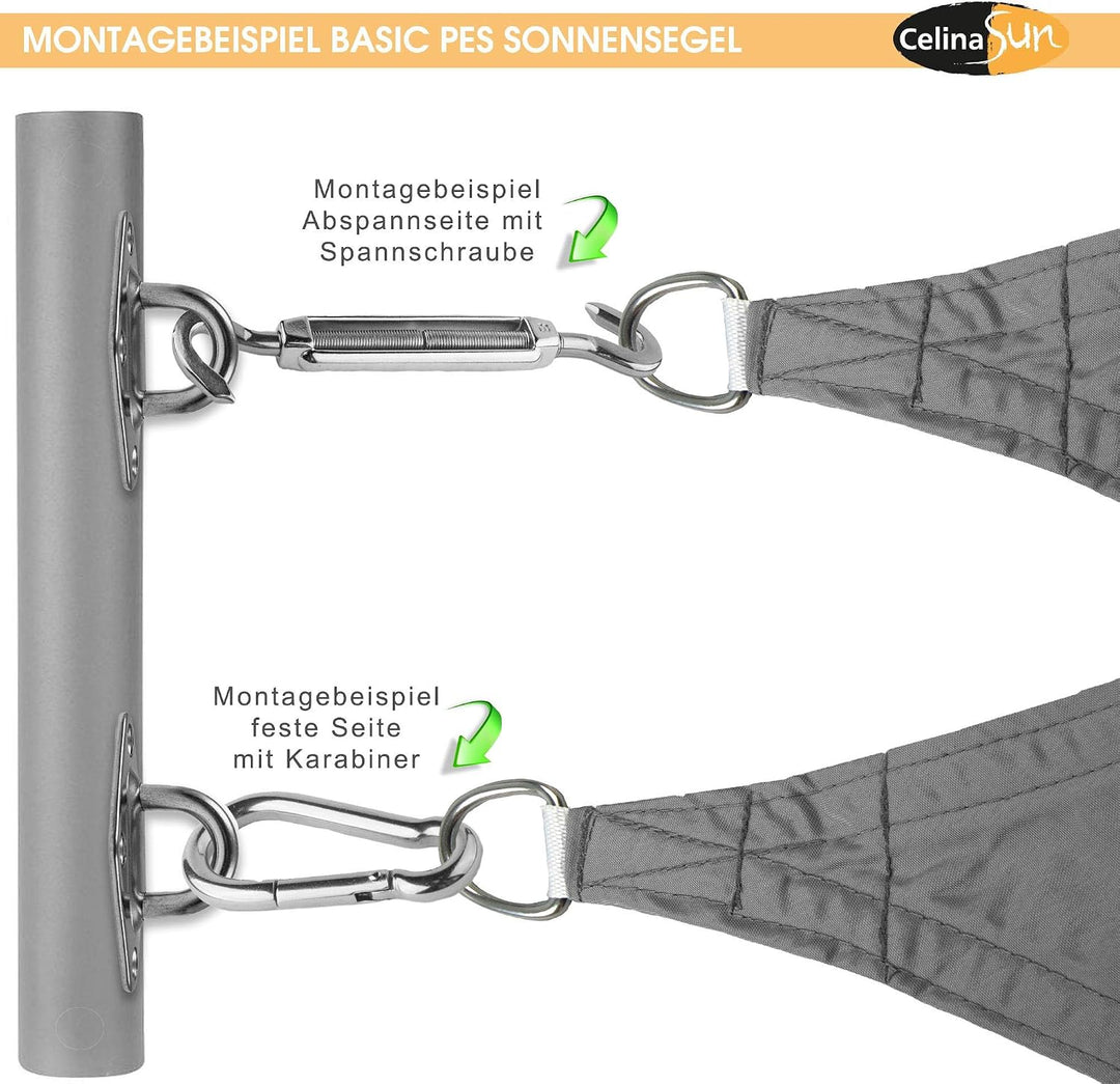 CelinaSun Sonnensegel inkl Befestigungsseile Basic Quadrat 3 x 3 m anthrazit Sonnenschutz wasserabwe