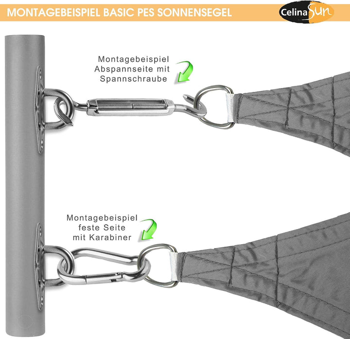 CelinaSun Sonnensegel inkl Befestigungsseile Basic Quadrat 3 x 3 m anthrazit Sonnenschutz wasserabwe
