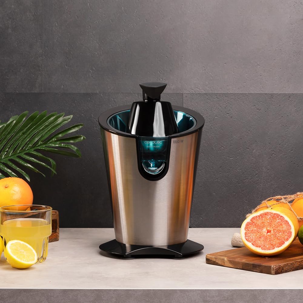 Cecotec Elektrische Zitruspresse für Orangen EssentialVita PowerFresh 1000 Inox. 1000W, Rostfreier F