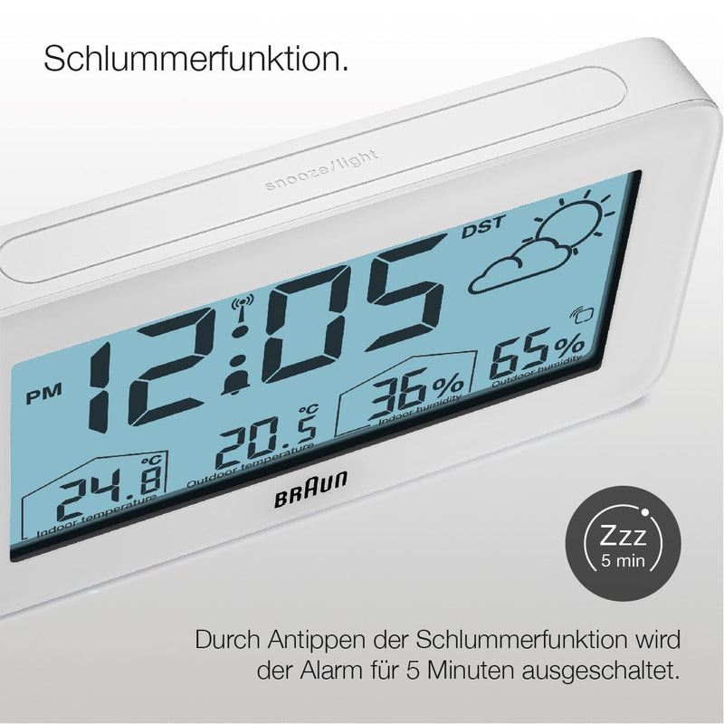 Braun Central European Time Zone (DCF) Digitale Funkwetterstation mit Innen- und Aussentemperatur- u