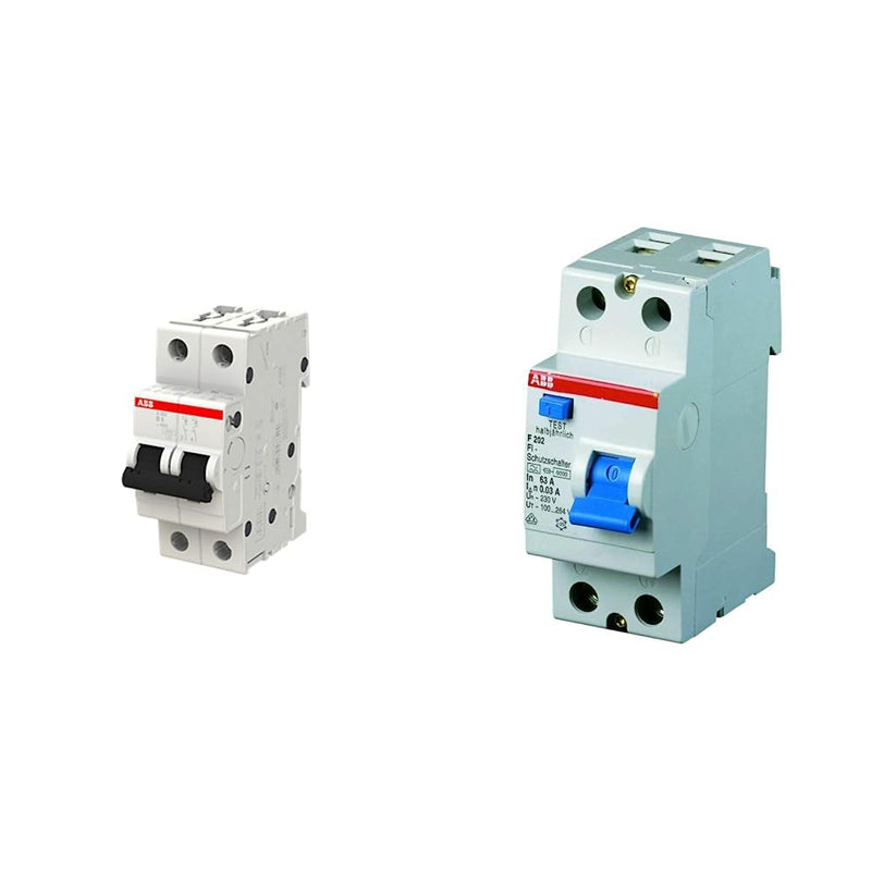 ABB S202 B10 AUTOMATISCHE 6KA 2P & FI-Schutzschalter 2-polig Typ A,"F202A" 25 A, 0,03 A Bundle mit S