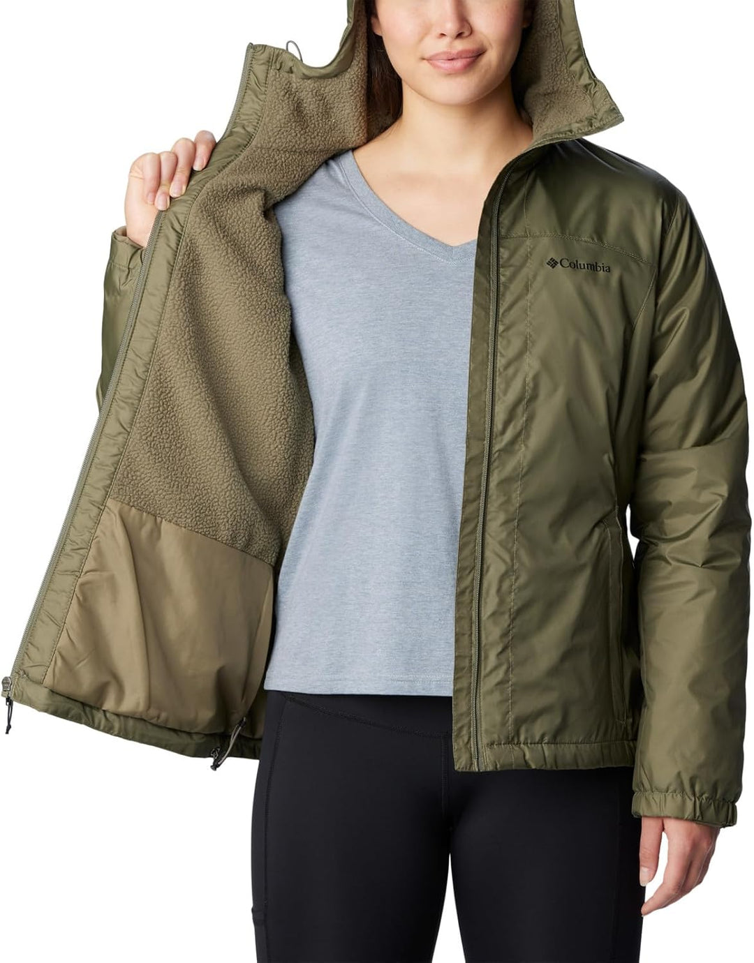 Columbia Damen Switchback Iii Jacke, Wasserdicht & Atmungsaktiv, Verstaubar Regenjacke 1X Steingrün,