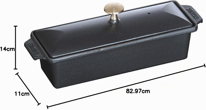 Staub 40509-575-0 Terrine, 30 x 11 cm, 1,45 L, Innen schwarz glänzend, schwarz 30 cm x 11 cm, 30 cm