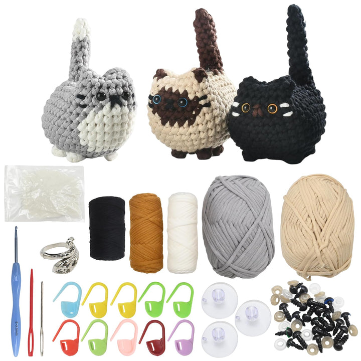 Hoypeyfiy Häkel-Set für Anfänger für Niedliche Tierfiguren, Komplettes Amigurumi-Set mit Videoanleit