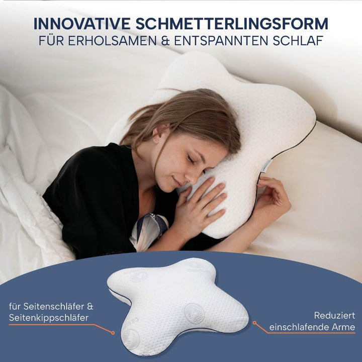 Ergonomisches Schmetterlingskissen für Seitenschläfer aus Memoryschaum. Orthopädisches Memory Foam S