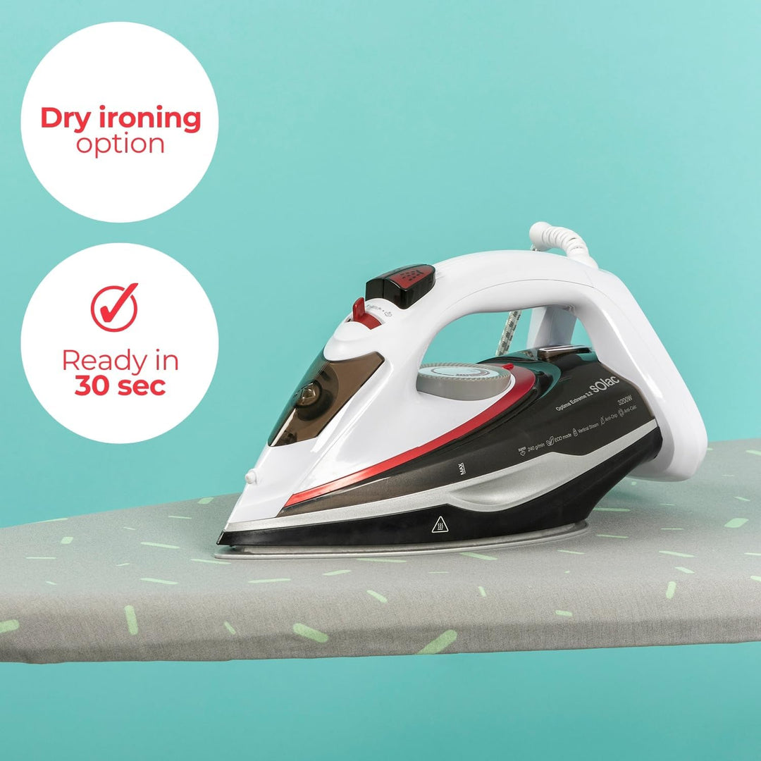 Solac – Optima Extreme 3.2 Dampfbügeleisen | 3200 W | Dampfstoss 240 g/min | Bi-Flow Steam Sohle | A