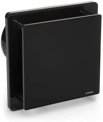 STERR Schwarzer Badlüfter 125 mm - Badezimmerventilator - Glasfront - Modernes Aussehen - BFS125-B -