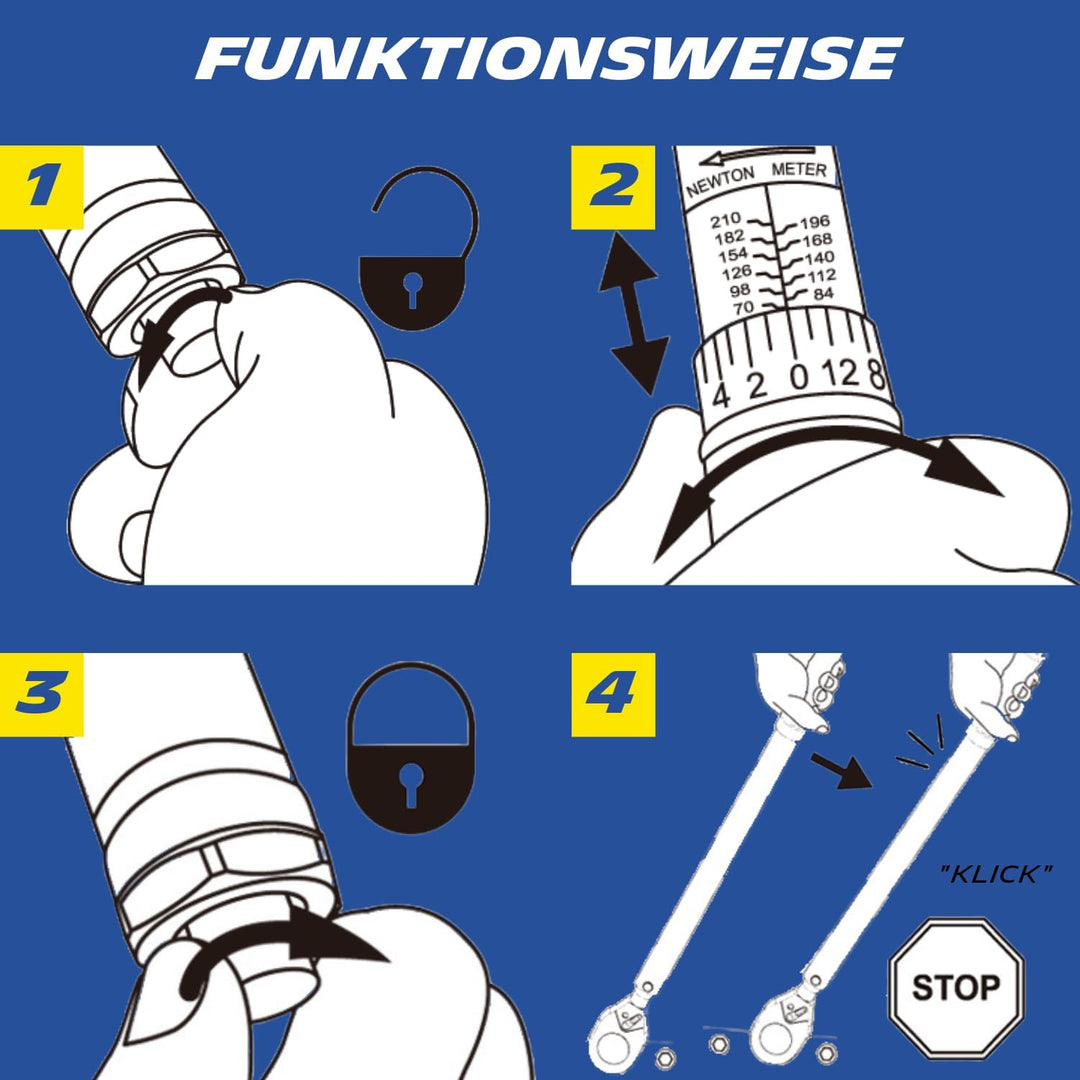 MICHELIN Drehmomentschlüssel MTW 210 Auto | Drehmoment 42 bis 210 Nm | Inkl. Stecknüssen, Adapter un