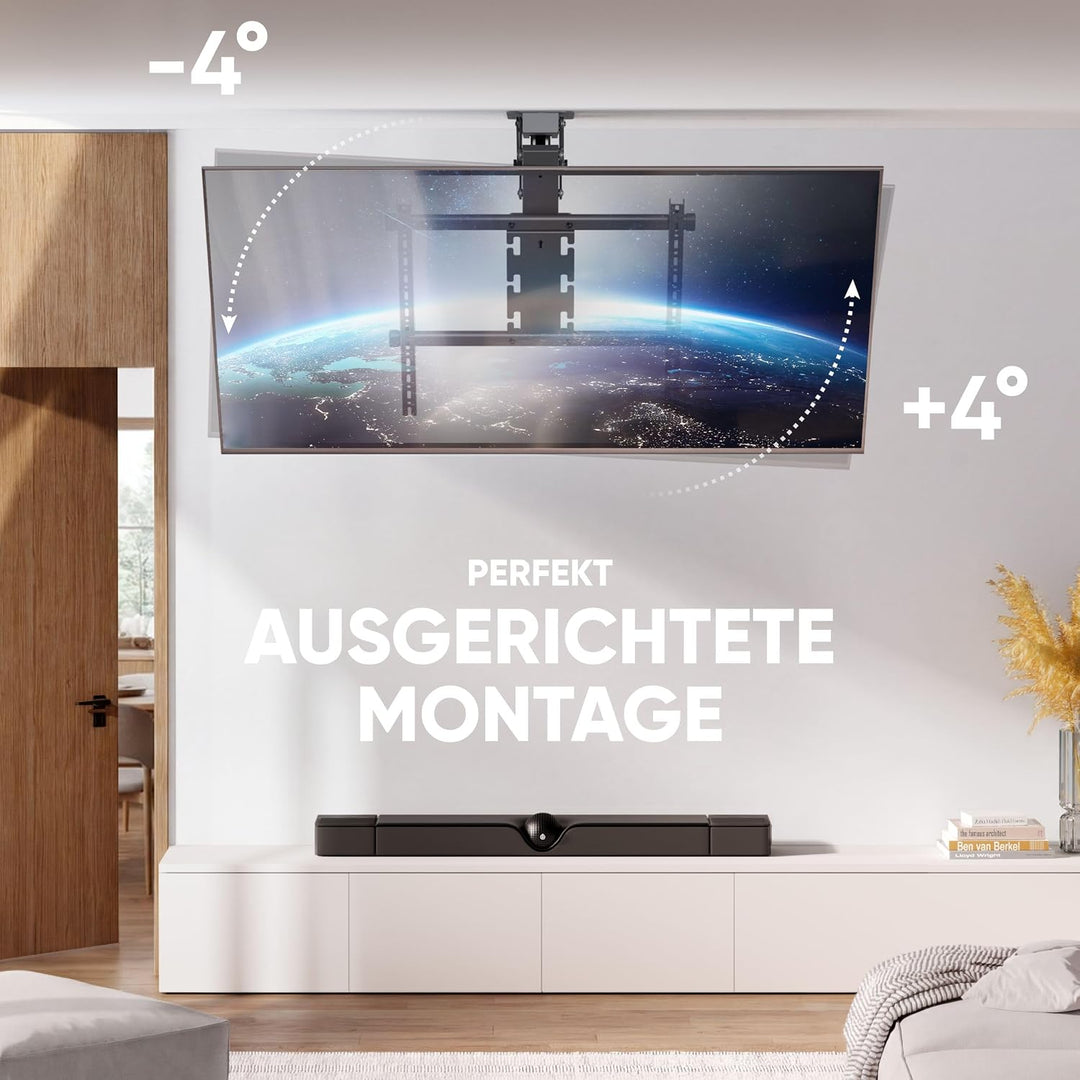 ONKRON TV Deckenhalterung elektrisch für 50-75 Zoll Fernseher bis 40 kg, TV Halterung Decke mit Fern