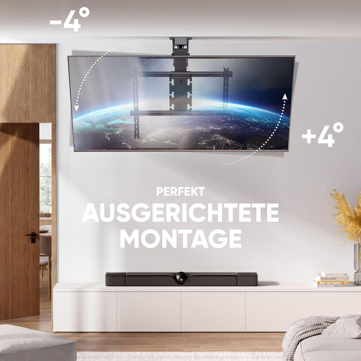 ONKRON TV Deckenhalterung elektrisch für 50-75 Zoll Fernseher bis 40 kg, TV Halterung Decke mit Fern