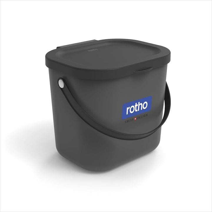 Rotho Albula 2er-Set Biomülleimer 6l mit Deckel und Henkel für die Küche, Kunststoff (PP) BPA-frei,