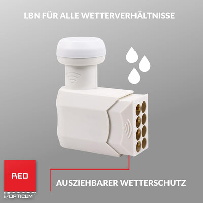 RED OPTICUM LOP 04H Octo LNB I Digital-LNB 8-fach mit nur 0.1dB Rauschmass und ausziehbarem Wettersc