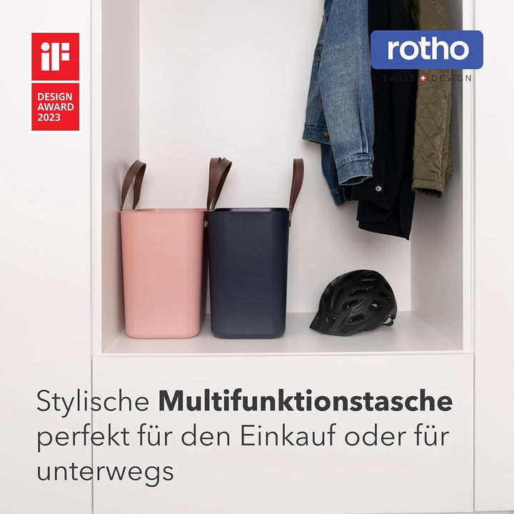 Rotho Albula Einkaufskorb 25l, Kunststoff (PP recycelt), rosa, 25l (40.0 x 23.5 x 34.0 cm), Rosa