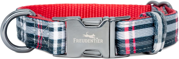 FREUDENTIER® Hundehalsband und 3-Fach verstellbare Führleine (2m) im Set - Edinburgh Kollektion - Ro