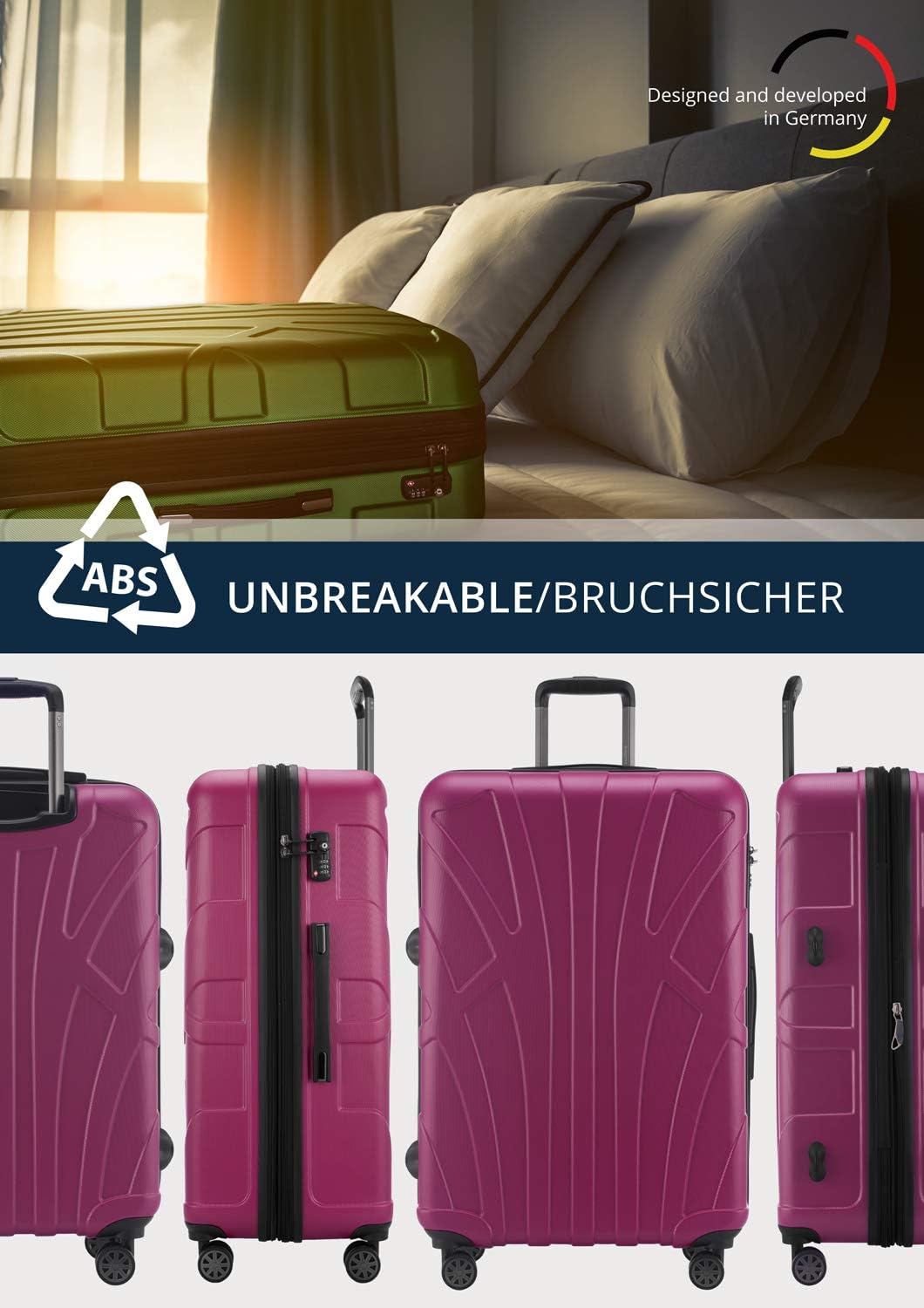 Suitline grosser Hartschalen-Koffer Koffer Trolley Rollkoffer XL Reisekoffer, TSA, 76 cm, ca. 96-110