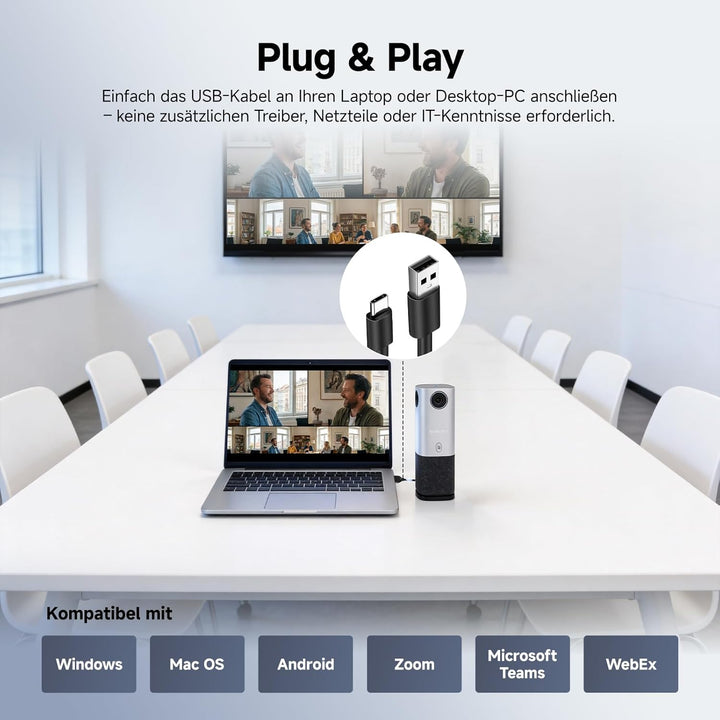 SVBONY SVN A1 360° All-in-One-Videokonferenzkamera, KI-Sprechererkennung, 4-Mik 360°-Sprachaufnahme,