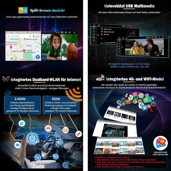 Erisin Android 14 Qualcomm 8-Kern 4+64GB 10,25 Zoll Autoradio GPS Navi Für BMW 5er F10 F14 Unterstüt