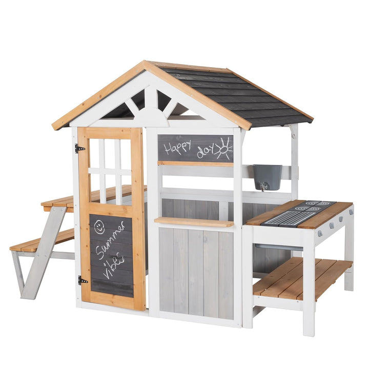 roba Picknickerweiterung für Spielhaus - Erweiterungsset mit Tisch &amp; Sitzbank für Outdoor-Spielhaus