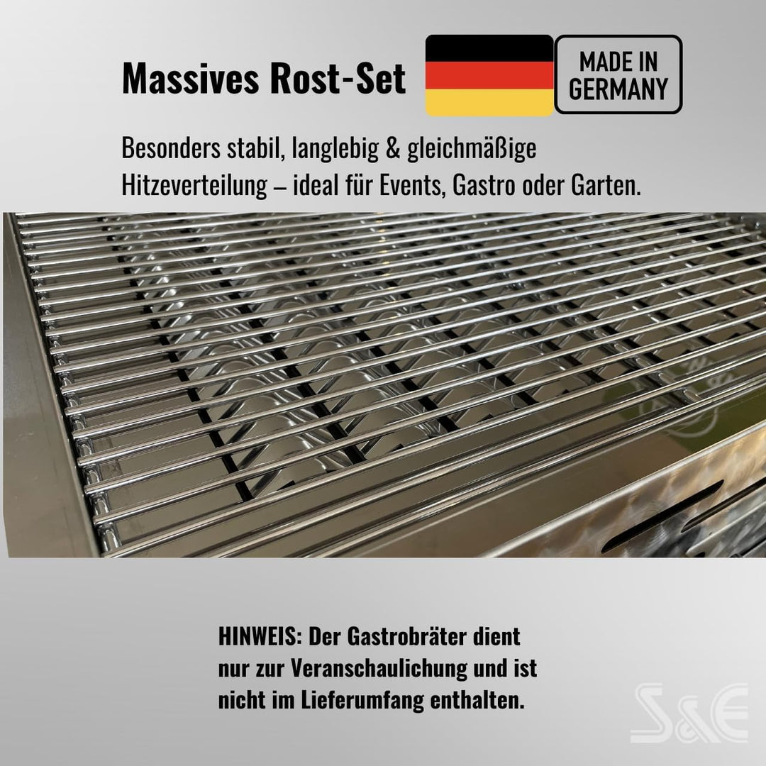 Rost-Set für 3-flammigen Gastrobräter mit Flammenabdeckung, Edelstahl | Für 3-flammige Gastrobräter,