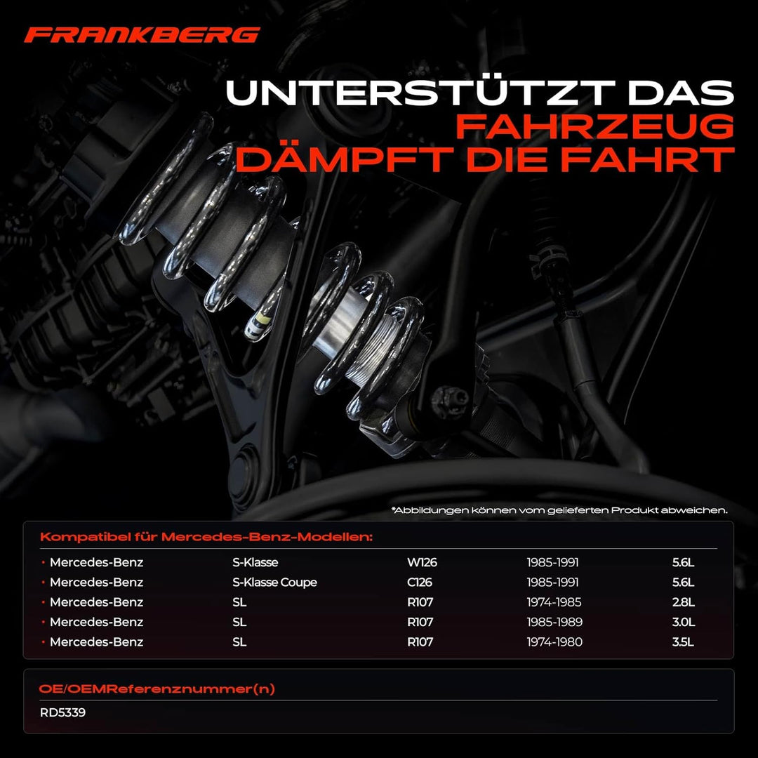 Frankberg 2x Federn Fahrwerksfeder Hinterachse Kompatibel mit W126 560 SE SEL Limousine C126 560 SEC