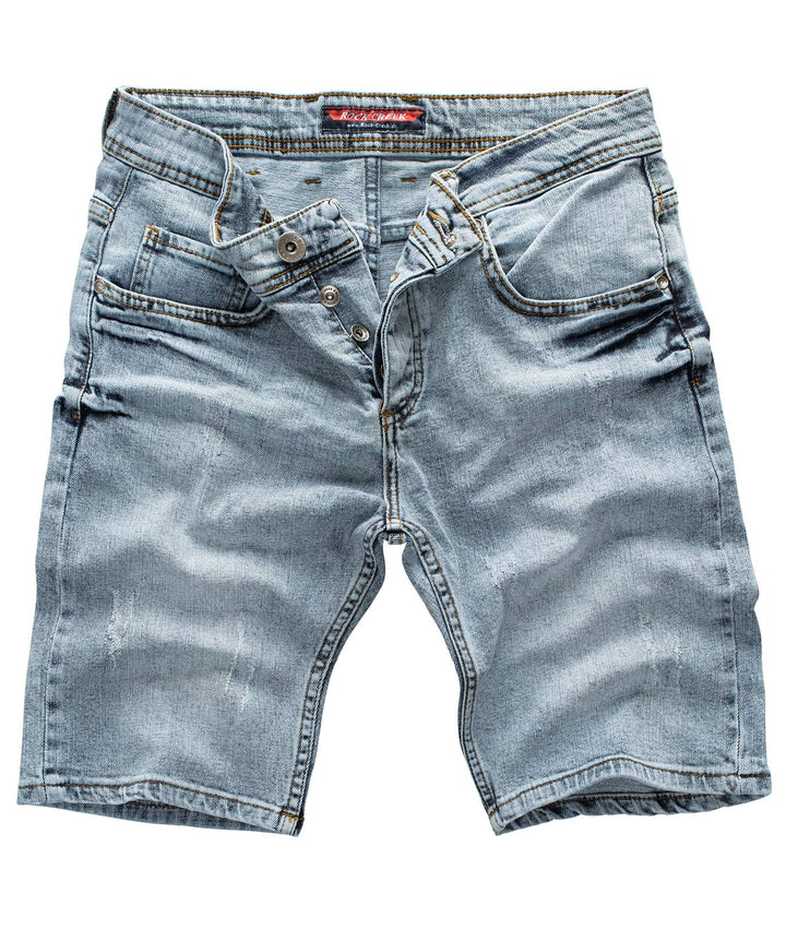 Rock Creek Herren Shorts Jeansshorts Denim Stretch Sommer Shorts Regular Slim M23 29W Snow Blue, 29W