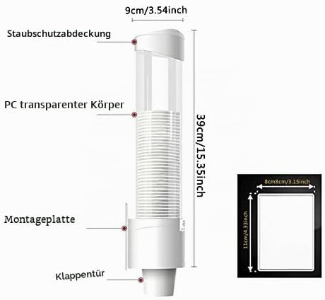Haofy Becherspender mit Wandmontage, Papier Becherhalter Wegwerfbecher Spender für Plastikbecher und