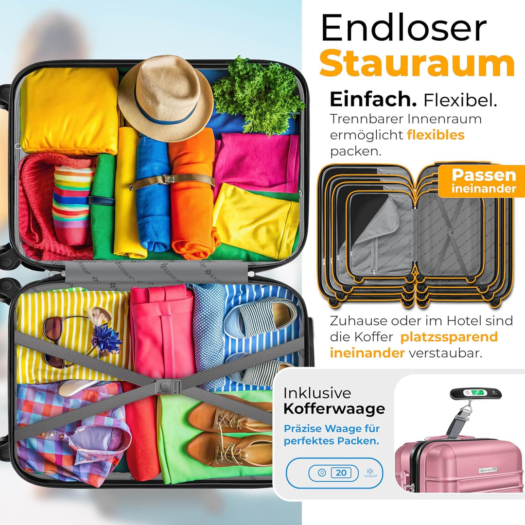KESSER® 3tlg. Hartschalenkofferset Hartschalenkoffer Trolley Koffer Reisekoffer Reisekofferset Gepäc