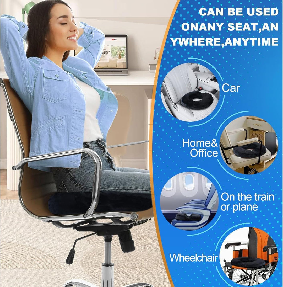 Donut Sitzkissen aus Memory Foam – Ergonomisches Ringkissen für Büro, Auto & Homeoffice – Druckentla