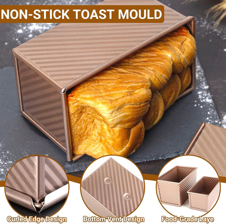 2 Stück Brotbackform mit Deckel – Antihaft Toastbrot Backform mit Deckel, Kastenform mit Deckel für