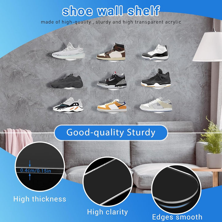 Schwimmende Regale für Schuh Halter Montiert ein der Wand 8 Set, Schwimmende Regale Aus Durchsichtig